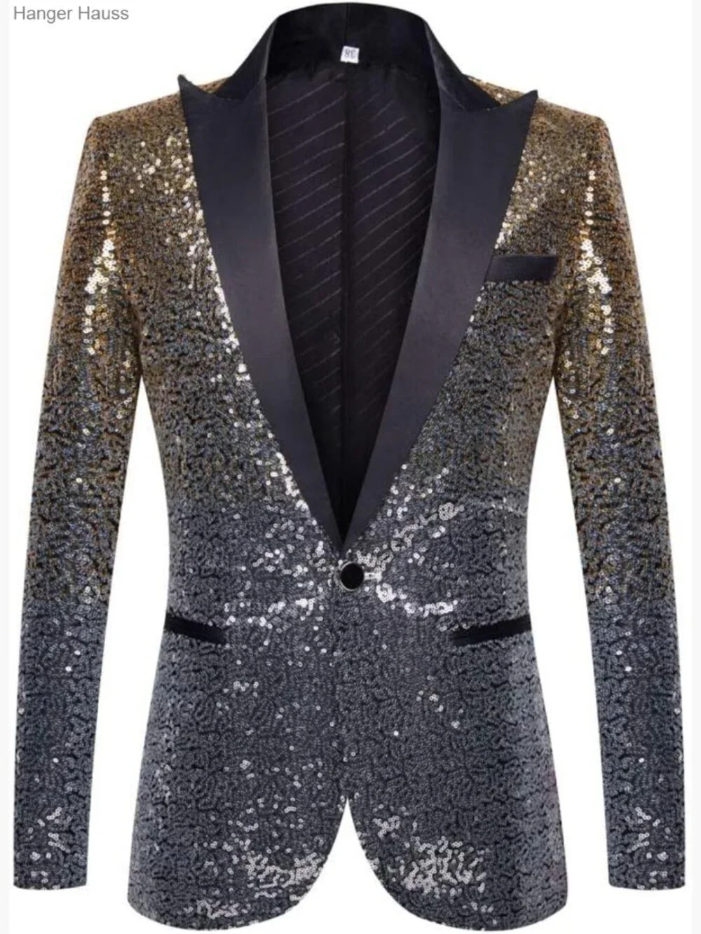Men's Sequins Tuxedo Jacket Shawl Neck Long Sleeve Wedding Prom